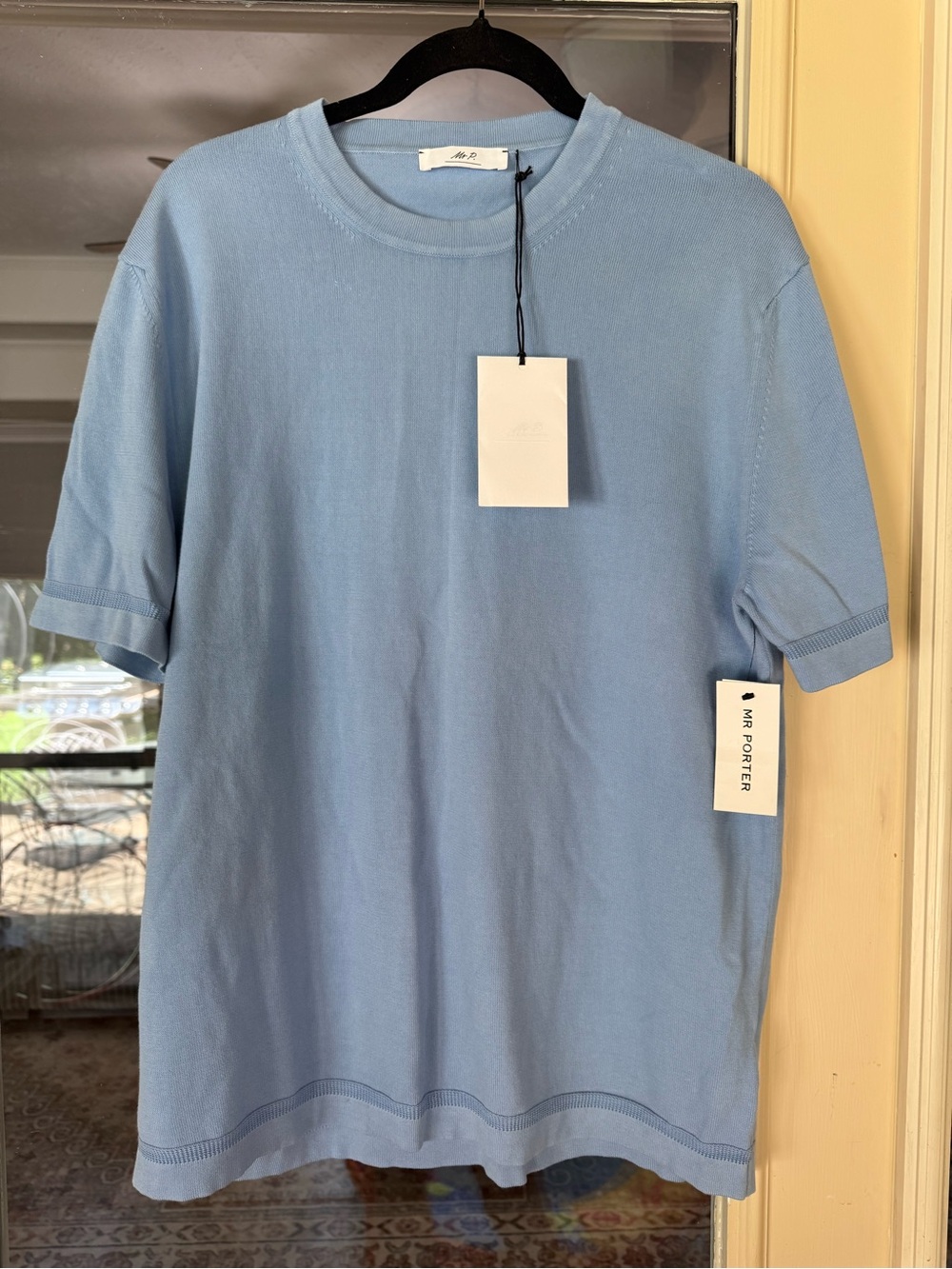 Mr P. Mr Porter Organic Cotton Knit T-Shirt XL NWT Light Blue